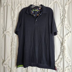 Robert Graham Polo Shirt Mens Sz 2XL‎ Black Casual Deaigner Short Sleeve